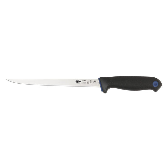 MORA Frost 9218PG Frosts 9218 PG Frosts 9218 PG är en längre professionell filékniv med smalt blad och säkert PG-grepp. Passar för större fisk och krävande fiskhantering